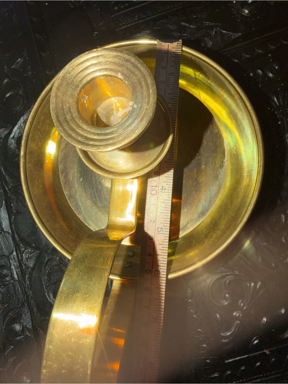 Brass Chamberstick Candle Holder with Handle - Gold